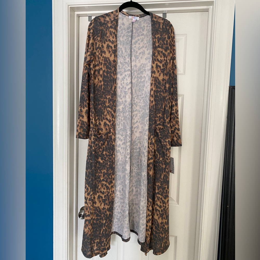 Lularoe Leopard Print Sarah Duster Cardigan Sweater Size Small